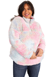 Stockpapa Overruns - Sweat-shirt en molleton tie-dye rose de grande taille