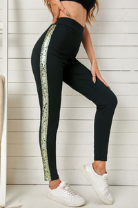 Stockpapa - Pantalon skinny taille haute à sequins, longueur cheville