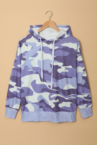 Stockpapa - Sweat à capuche violet à imprimé camouflage avec cordon de serrage Inventaire 