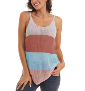 Stockpapa Apparel Débardeur en tricot de couleur contrastée pour femme