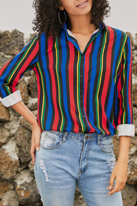 Chemise femme moderne à rayures multicolores